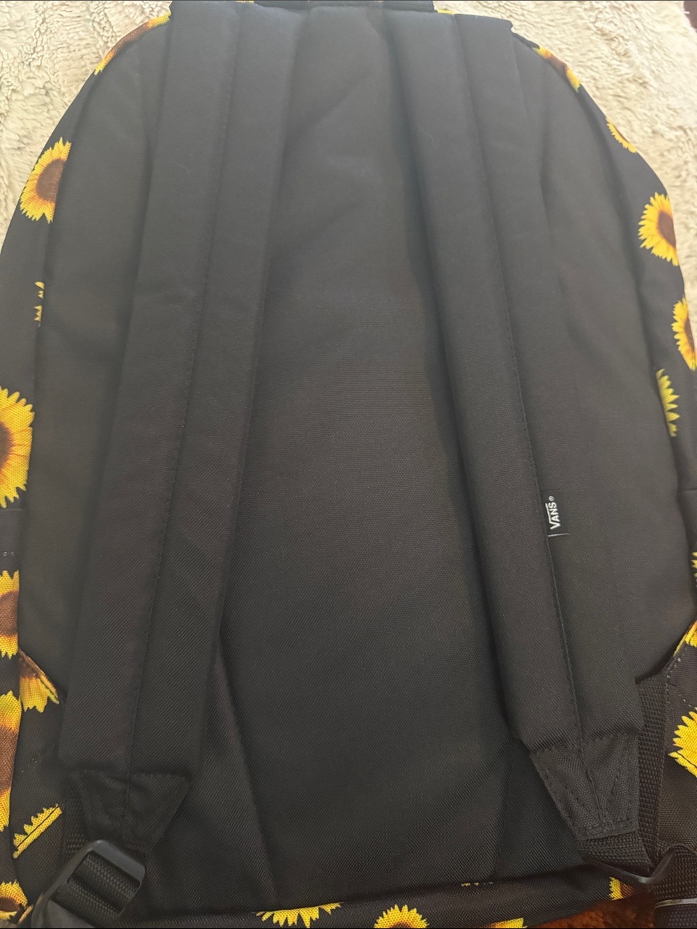 Vans Black Backpack with Yellow Sunflower Print - Picture 2 of 2
